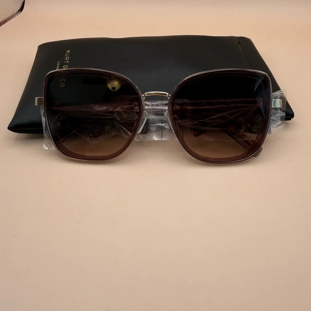 Kurt Geiger London Crystal Burgundy Square Butterfly Sunglasses NEW KGL9037/S